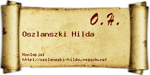 Oszlanszki Hilda névjegykártya